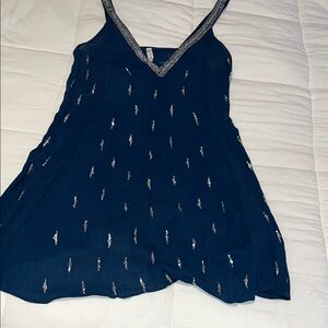 Free People Navy Mini Dress with Silver Accents